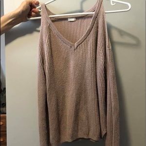 Open Shoulder light pink Fall sweatshirt